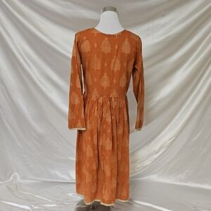 Elegant Orange Long Sleeve Dress